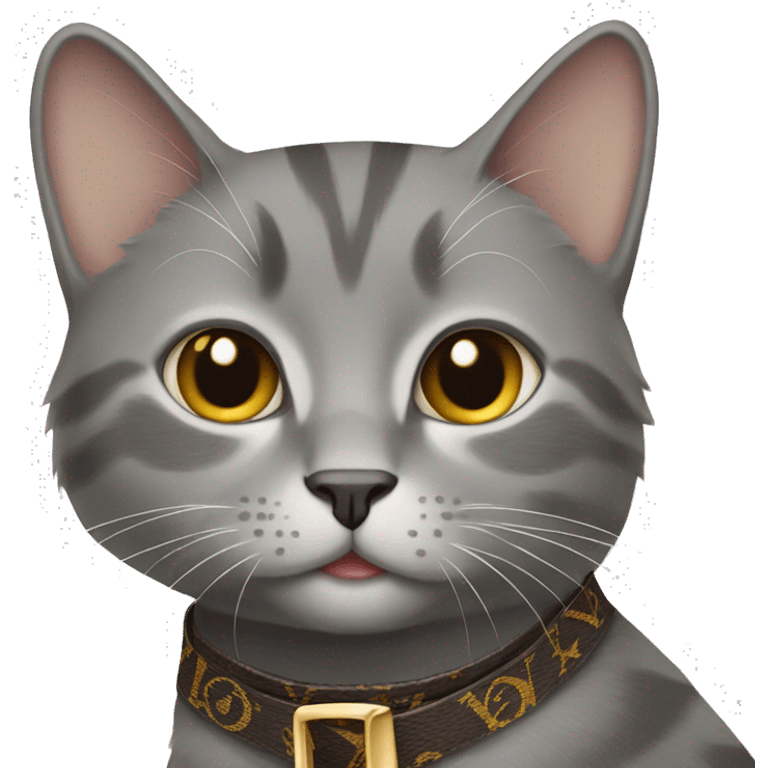 Grey Cat wearing louis vuitton emoji