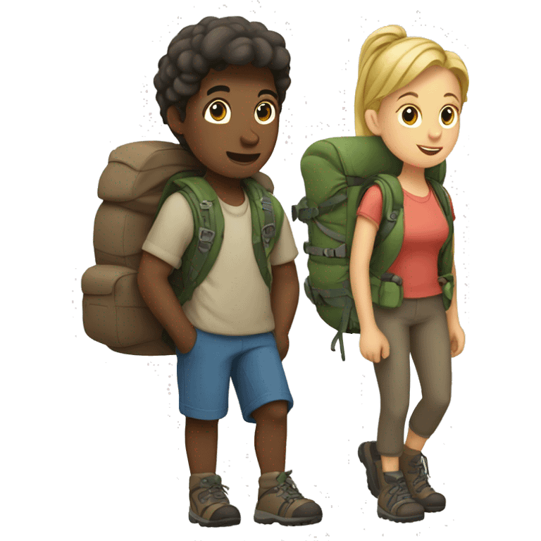 boy and girl hiking together  emoji