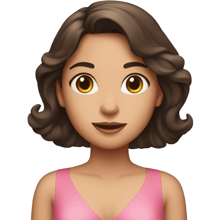 brunette girl in a pink dress emoji