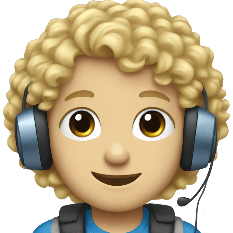 blonde curly hair blue eyed boy with headset  emoji