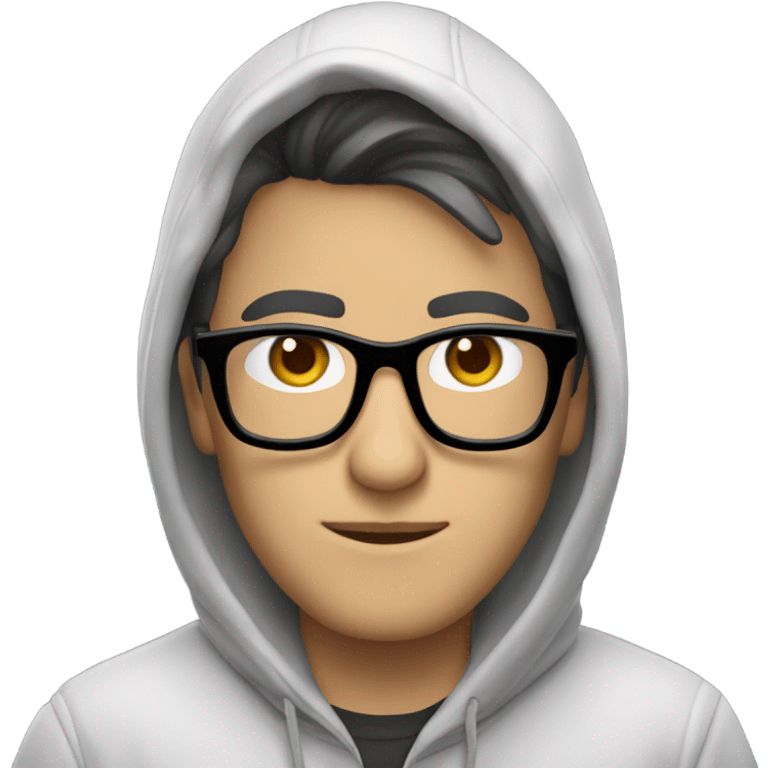 a software devloper wearing hoodie and rectangular glasses with medium sized hair emoji