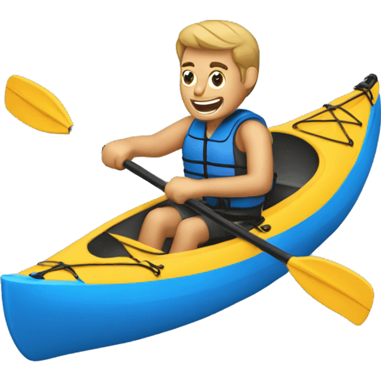 Man kayaking blue kayak emoji