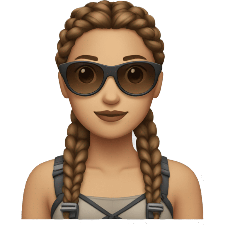 Valkyrie with French braids, brown hair and sunglasses emoji