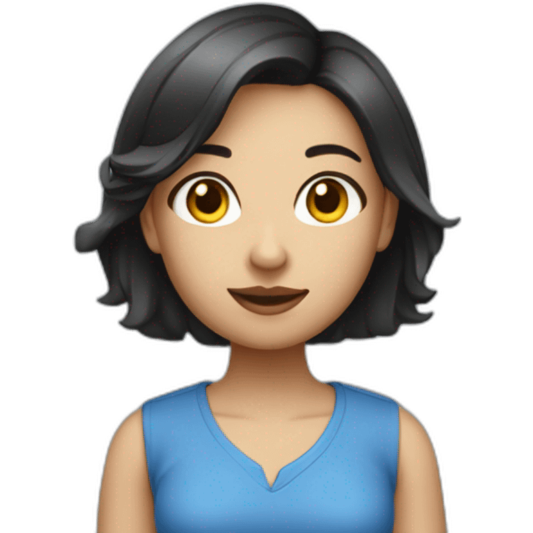 Beatiful architect girl with short dark hair and blu shirt emoji