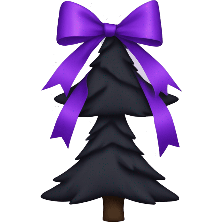 Black Christmas tree with purple bows emoji