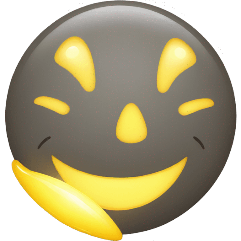 smiley jaune qui sourit avec un eclat de lumiere sur la dent emoji