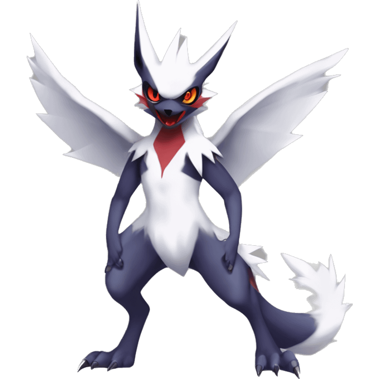 Cool Edgy Zangoose-Absol-Seviper Fakémon Digimon with Edgy markings, full body, outlined emoji