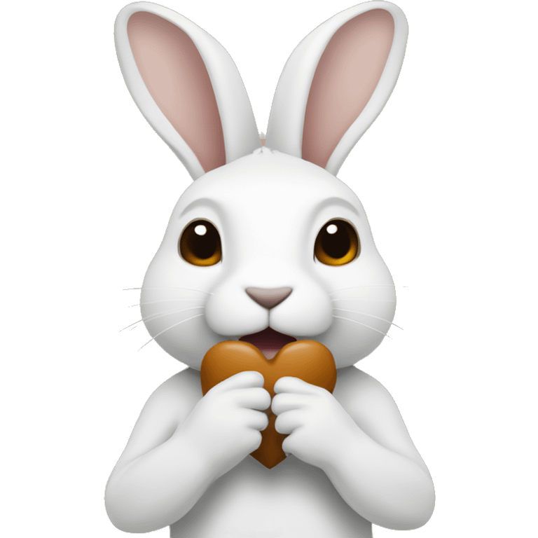 white hare in hands brown heart emoji