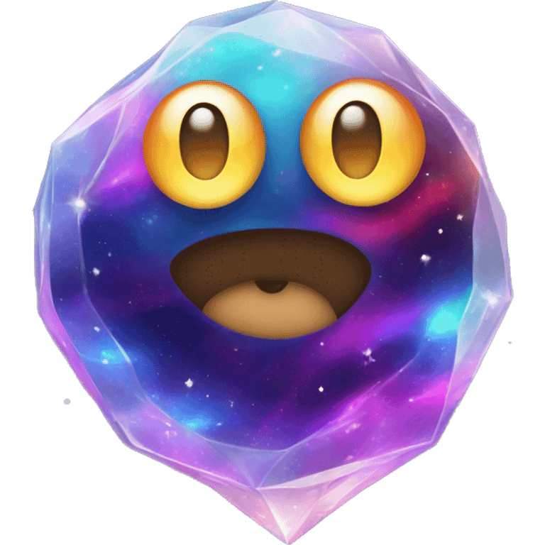 A vibrant, swirling galaxy inside a crystal, with tiny stars and cosmic dust floating around it.

 emoji