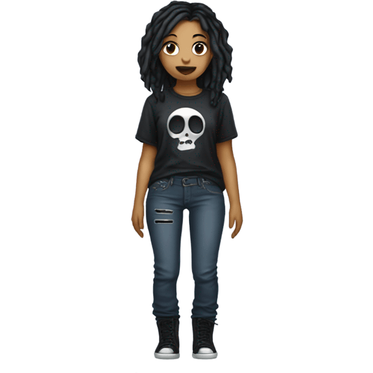 goth girl with baggy jeans and a band shirt emoji