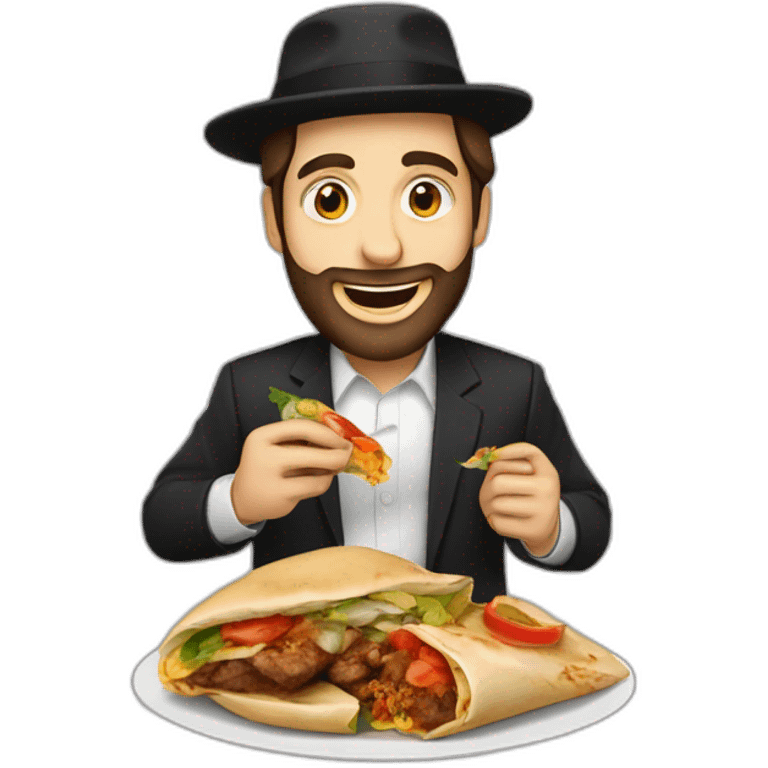 A orthodox jewish man eating döner kebap emoji