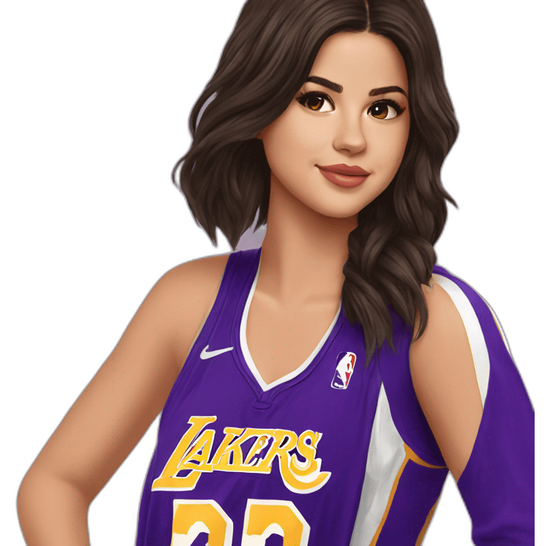 selena gomez with lakers jersey emoji