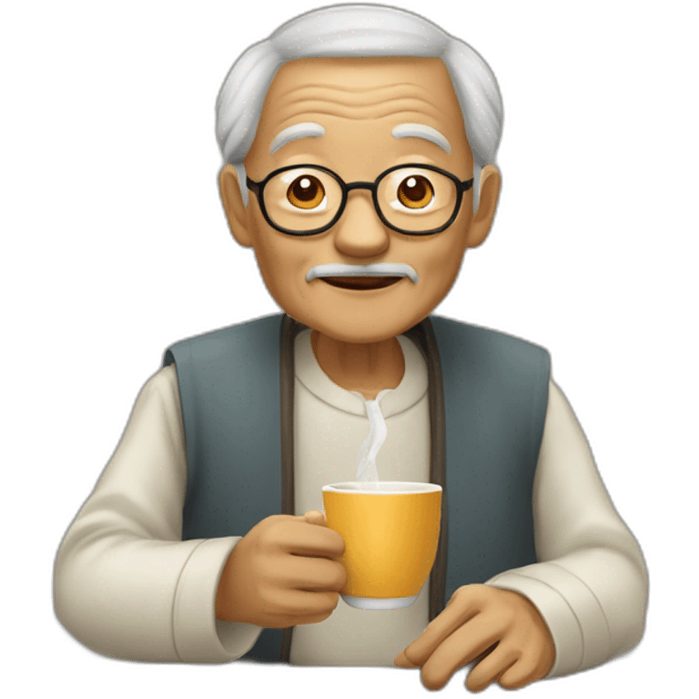 wise old man called jasmin mandaren who drinks tea with asian origin emoji