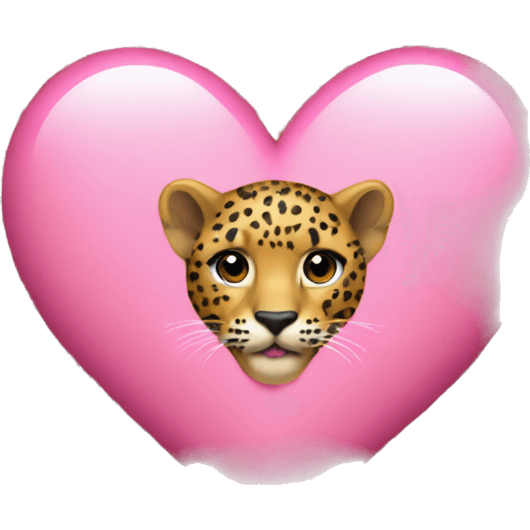 Pink heart with another heart inside that is leopard print emoji