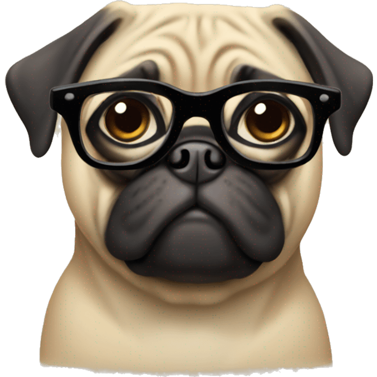 Pug wearing glasses emoji