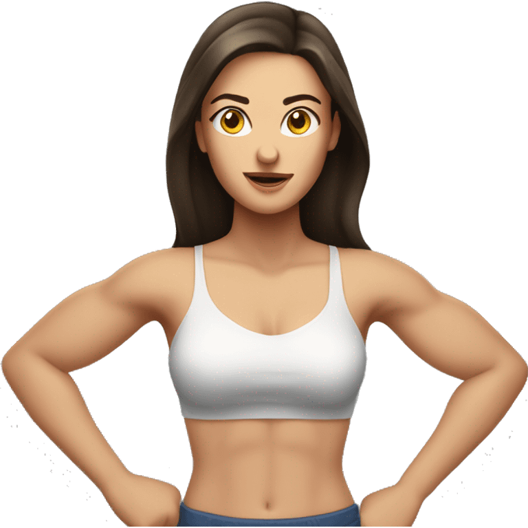 Woman large Back muscles, Caucasian woman, brunette emoji