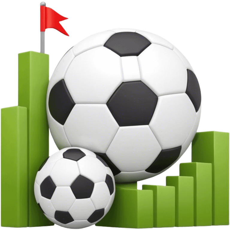 Cinematic realistic 3d growing graph  next to a soccer ball emoji