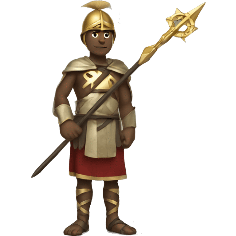 Man holding Spear with sharp golden cross on end emoji