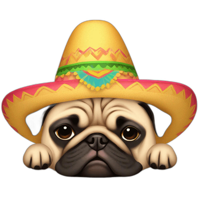 a sleeping fat pug wearing a sombrero emoji