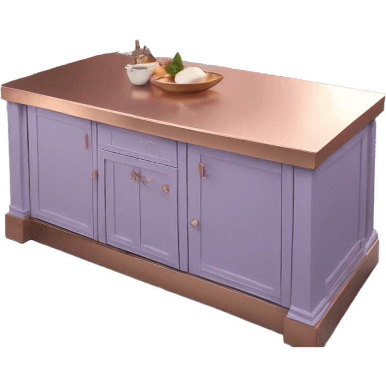 Realistic lavender kitchen counter island with rose gold counter top. emoji