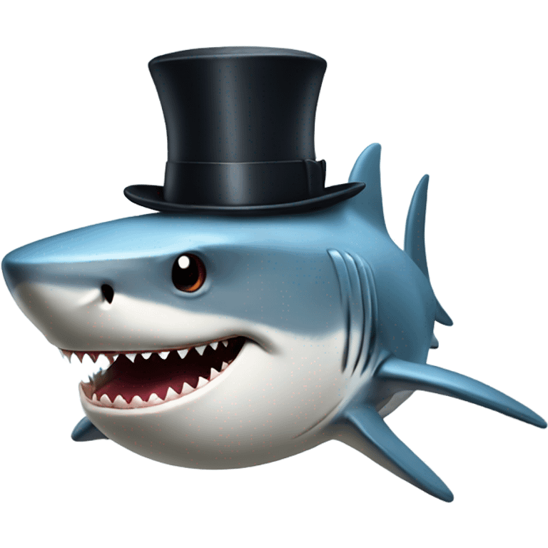 Shark with a top hat emoji