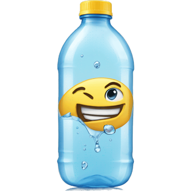 Clear plastic bottle with water coming out emoji