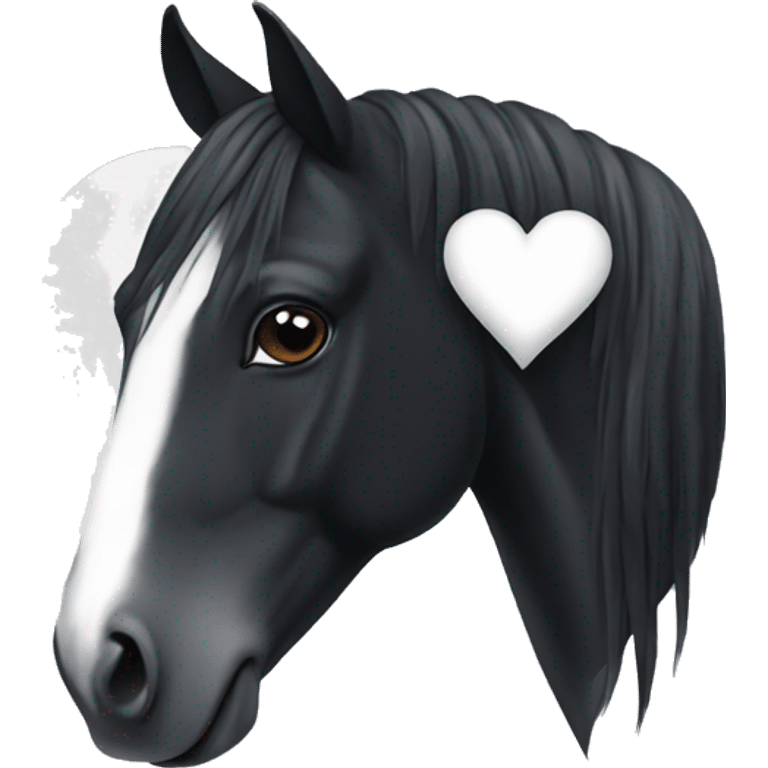 Black horse with white heart emoji