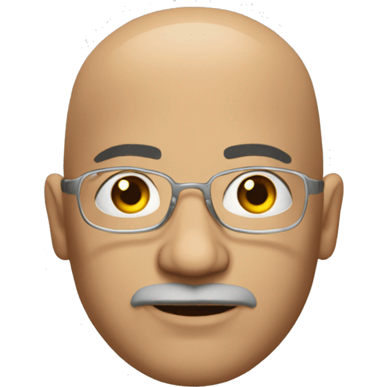 bald man with goatee and clear gasses and shirt emoji