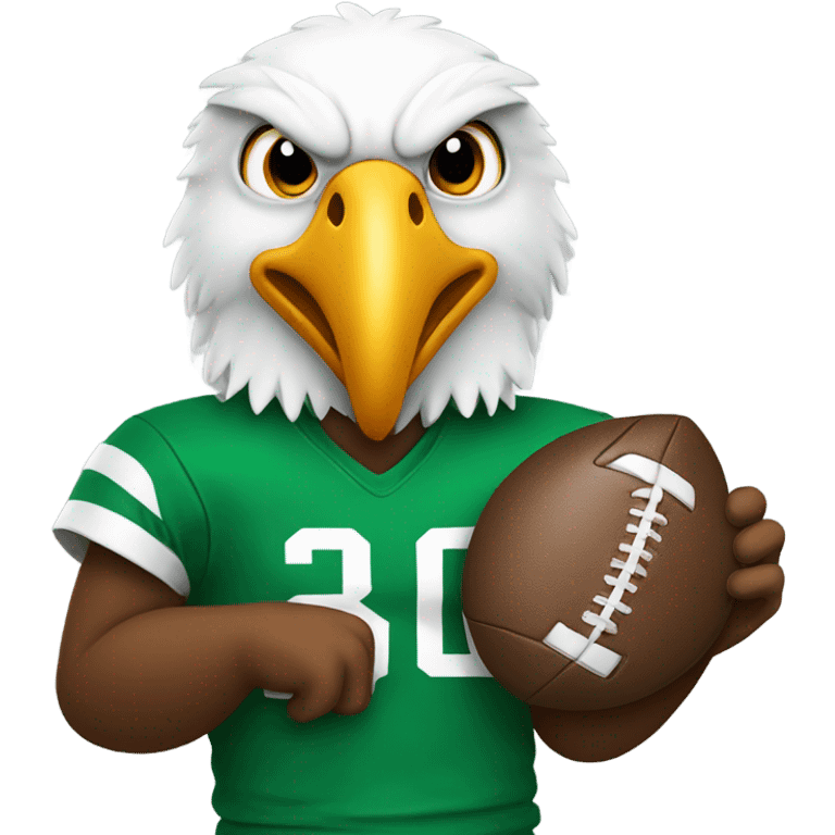 Eagle wearing Kelly Green with a football emoji