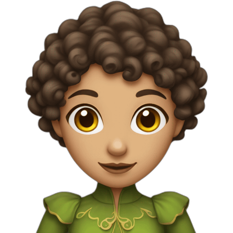 tan female elf with dark brown curly hair emoji