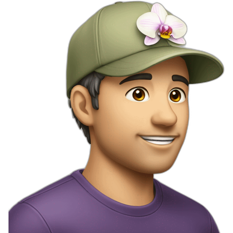 une casquette avec des orchido en dessin emoji