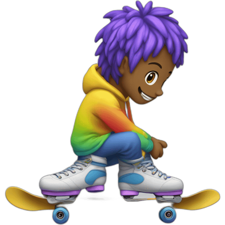 Caca arc-en-ciel qui fait du skate emoji