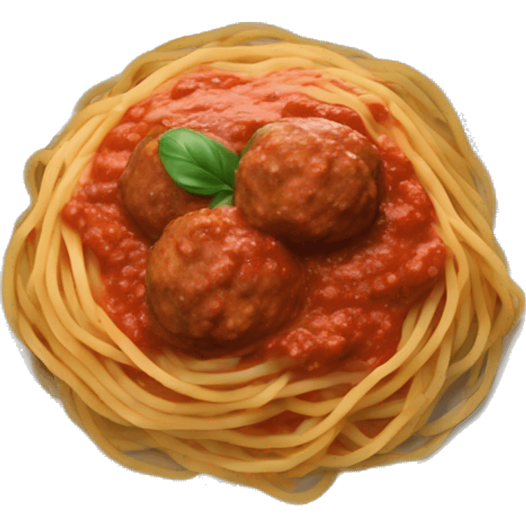 realistic spaghetti with marinara sauce and meatballs emoji