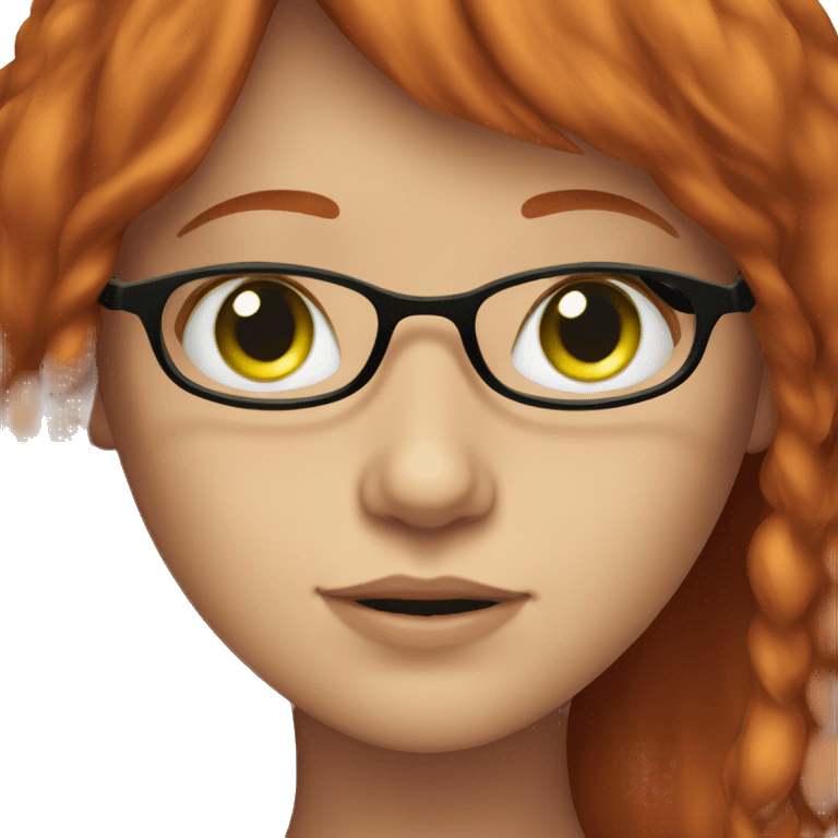 red hair girl bangs glasses green eyes emoji