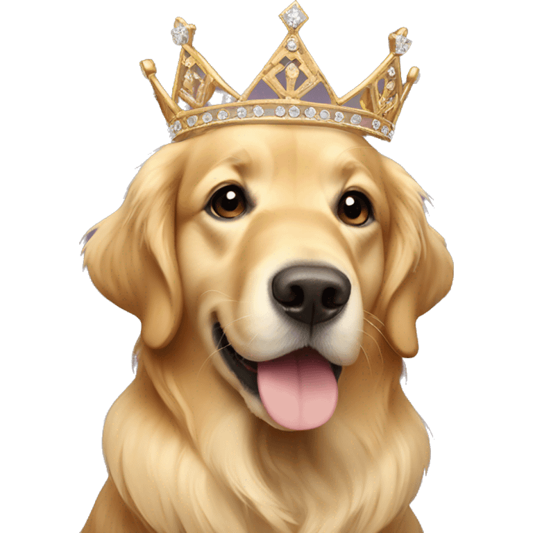 Golden retriever wearing tiara emoji