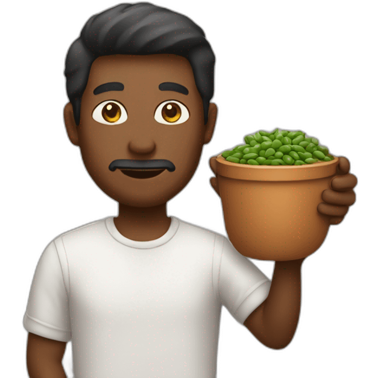 man holding pot of beans emoji