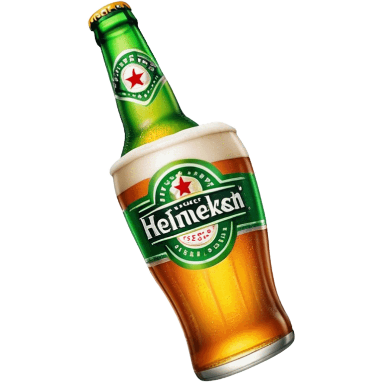 Cinematic Realistic Heineken Pop Culture Emoji, showcasing an iconic beer moment rendered with crisp textures and vibrant, energetic lighting. emoji