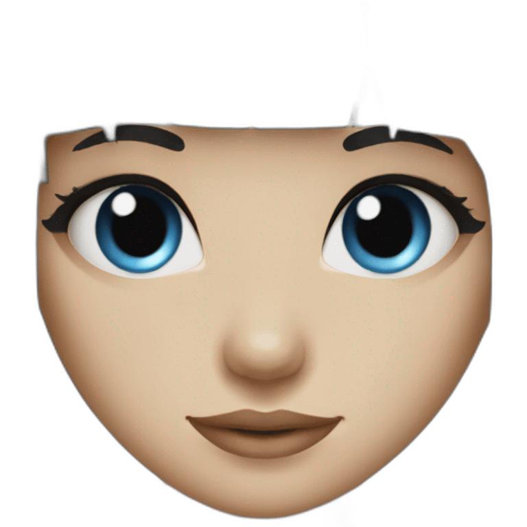 girl blue eyes with long black hair fringe emoji