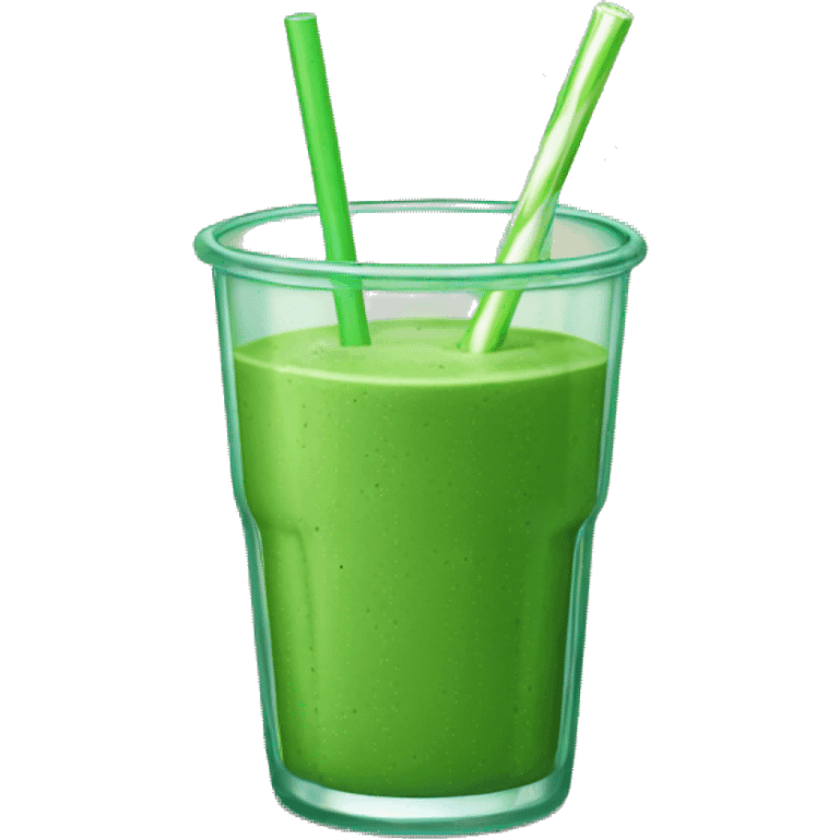 Green smoothie with one glass straw emoji