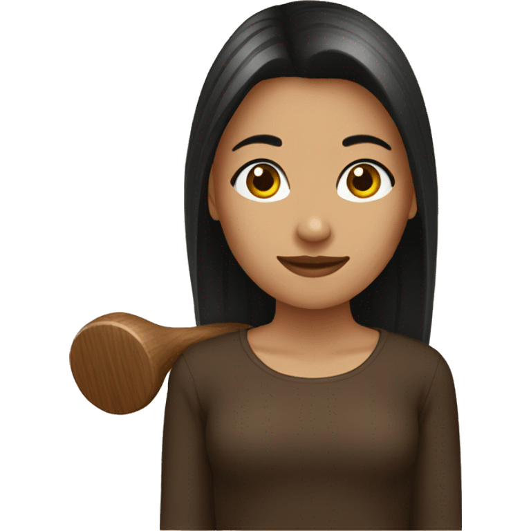 girl dark brown mallet emoji