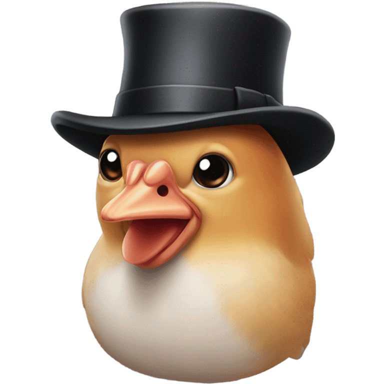 Whole cooked chicken wearing a bowler hat emoji