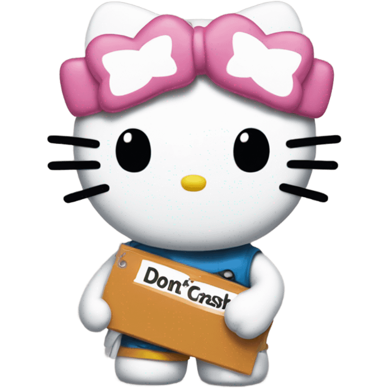 Hello kitty with a sign that says “don’t crash out” emoji