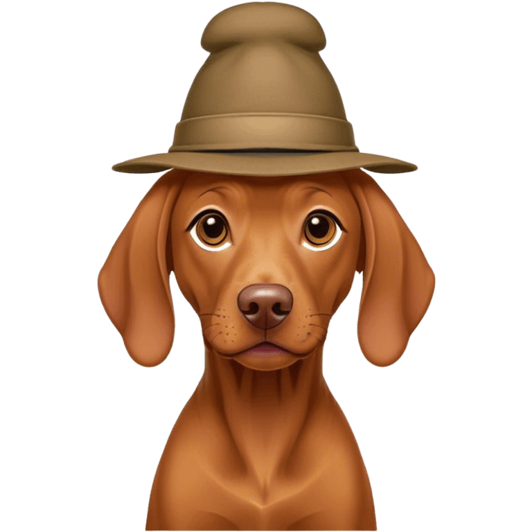 Vizsla with a hat emoji