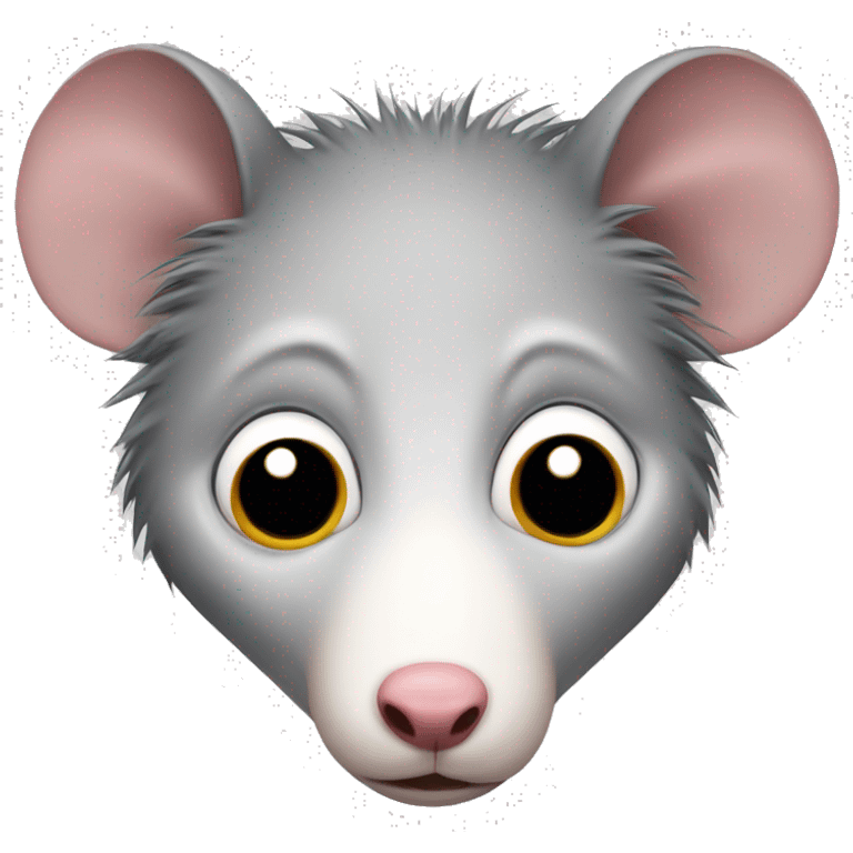 A detailed emoji of an opossum's face, showing sadness with a tear dropping from its left eye. emoji