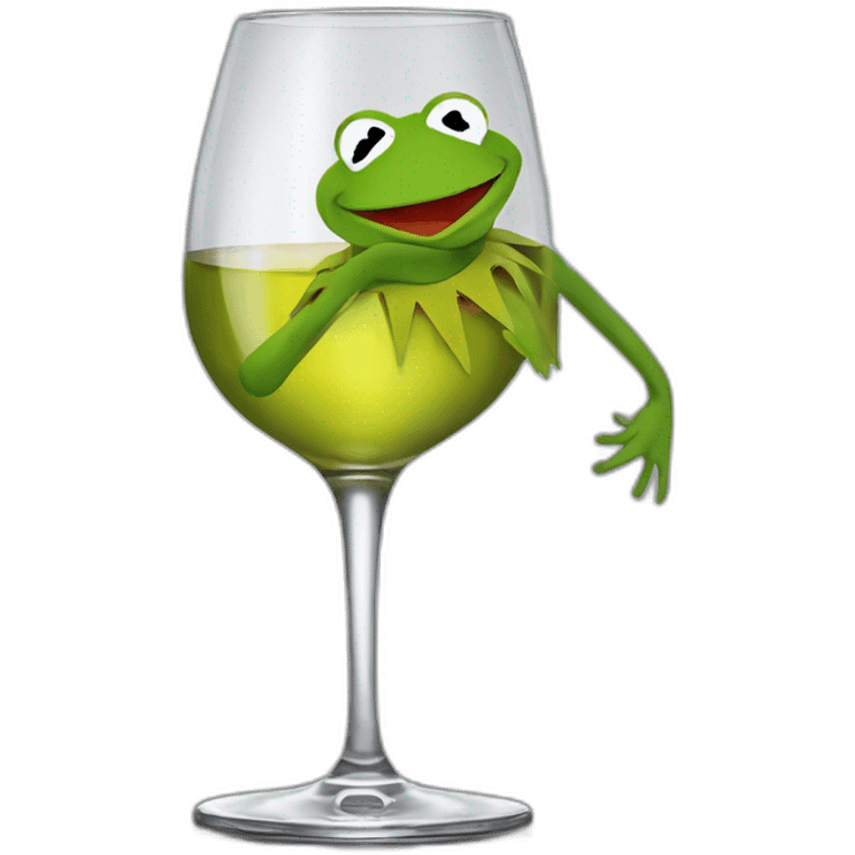 Kermit frog glass of wine emoji