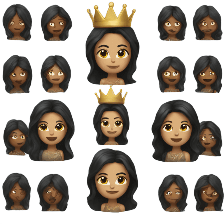 Queen with long dark hair emoji