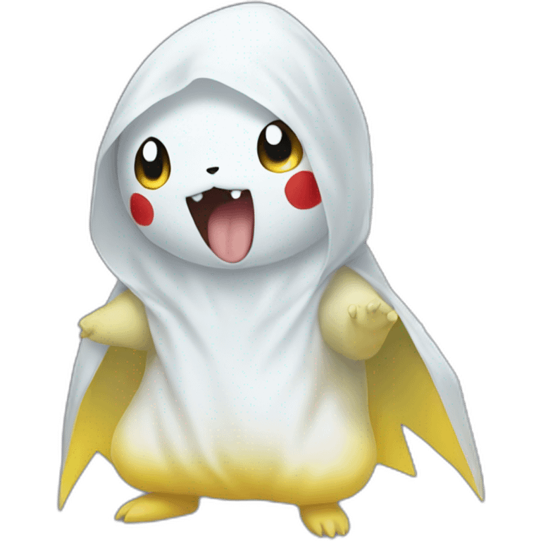 pikachu dressed as a ghost emoji