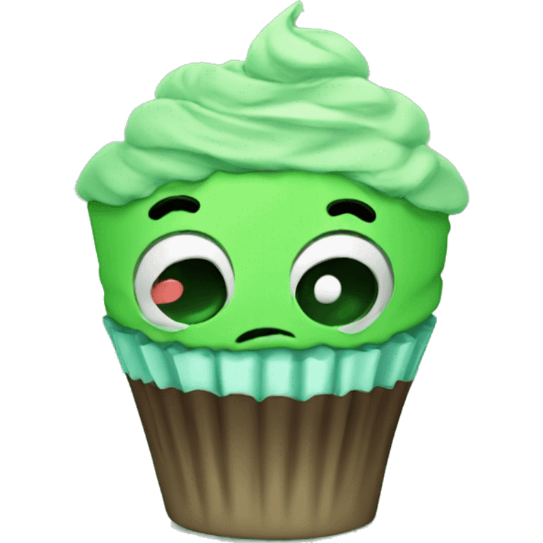 Sad and sick green cupcake emoji