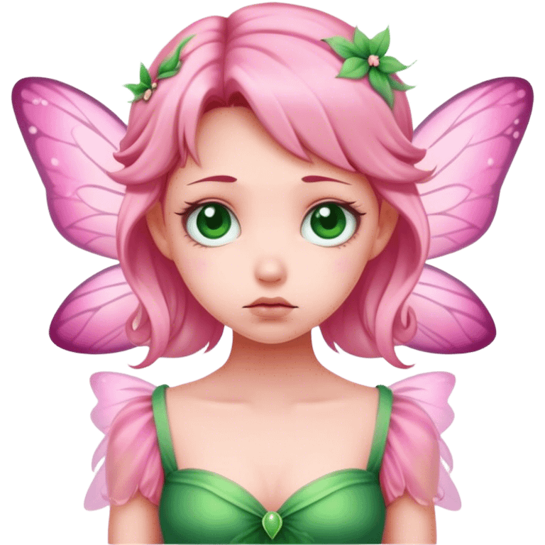 pink fairy in green dress saddest emoji