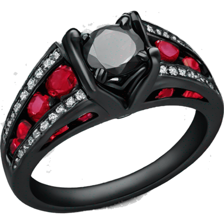 Black wedding ring red diamond emoji